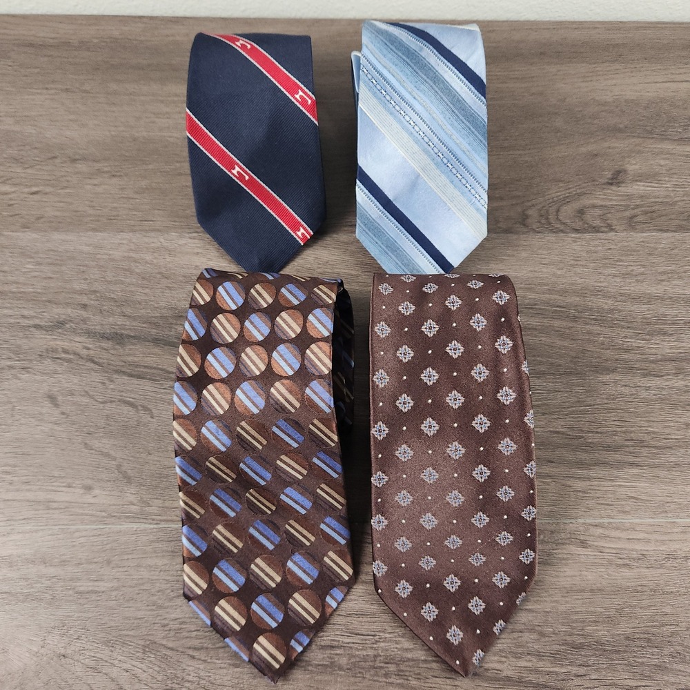 Vintage Tie Lot of 4 Calvin Klein Sears‎ Warden Brooks Envoy Necktie Bundle